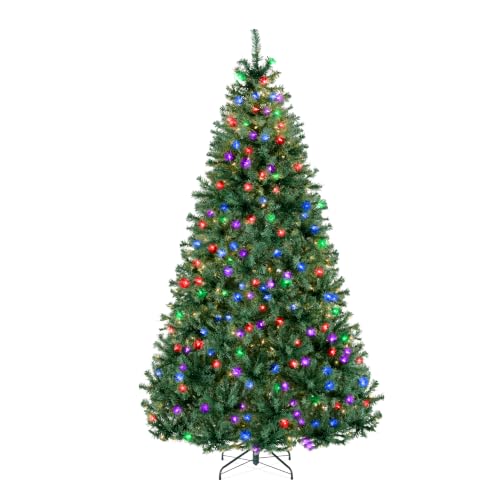 Best Choice Products 6Ft Pre-Lit Christmas Tree w/Twinkling LEDs, Premium Green Artificial Pine Lighted Holiday Decoration w/ 250 Lights, 1000 Branch Tips, Metal Base - Multi-Color Lights