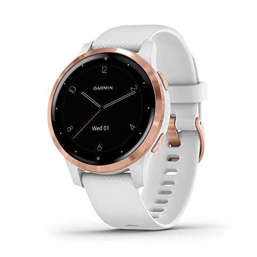 Garmin vivoactive 4S, Smaller-Sized GPS Smartwatch, Features Music, Body Energy Monitoring, Animated Workouts, Pulse Ox Sensors, Rose Gold with White Band