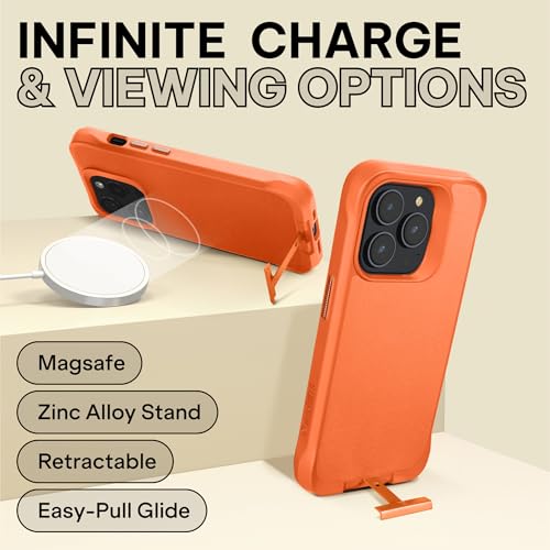 Coque iPhone 14 Pro MagSafe orange avec support intégré