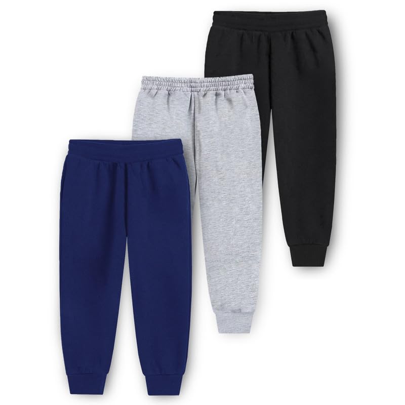 Image of Trampoline Cotton Trackpants for Kids Pack of 3 with Drawstrings & Ribbed Cuffs | Boys & Girls Joggers with Prints | Side Pockets Soft Waistband | Breathable & Stretchable Playwear