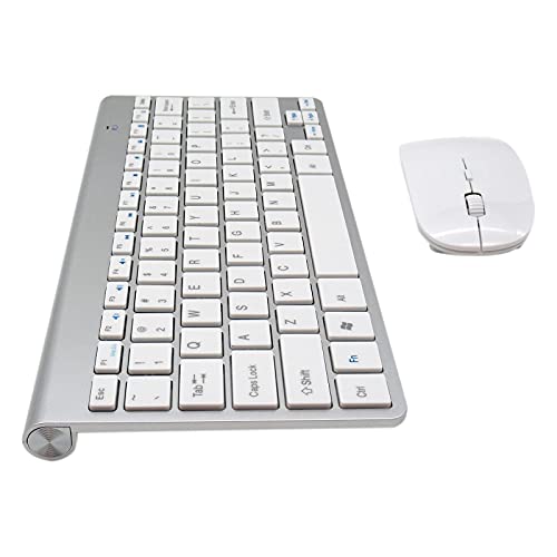 USonline911 Premium Quality Wireless Keyboard and Mouse Combo, 2.4G Cute Round Mute Keyboard Mouse Set Waterproof for Laptop, Computer, Mac Silver