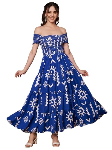 Image of ZWERLON | Dress for Women | Elegant Off-Shoulder Tiered Maxi | Short Sleeve Ruffle Detail | Casual Chic Look