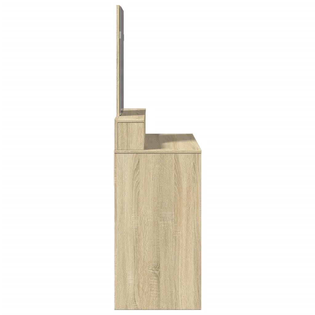 Schminktisch mit Spiegel Sonoma-Eiche Holzwerkstoff 80x41x144,5 cm mit 2 Schubladen und 3 Fächern Stauraum für Schlafzimmer und Ankleidezimmer Makeup und Pflege