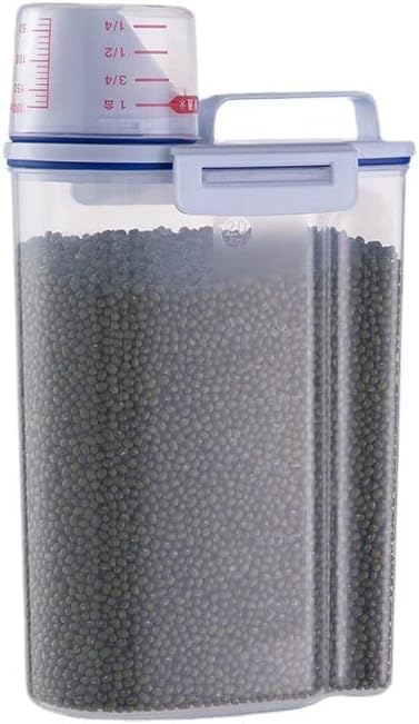 WANGZAIZAI Contenitori da 2 l, contenitori per animali domestici, contenitori ermetici per alimenti con coperchio + misurino, contenitori per la conservazione di riso, cereali, pasta, farina