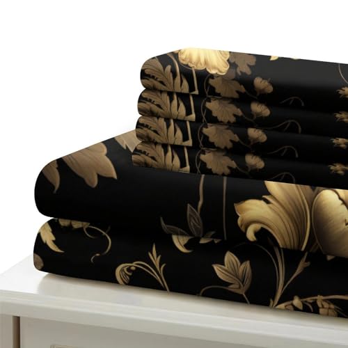 Parure de lit fleurs d'or 3D pour transformer la chambre des adolescents avec style - 6