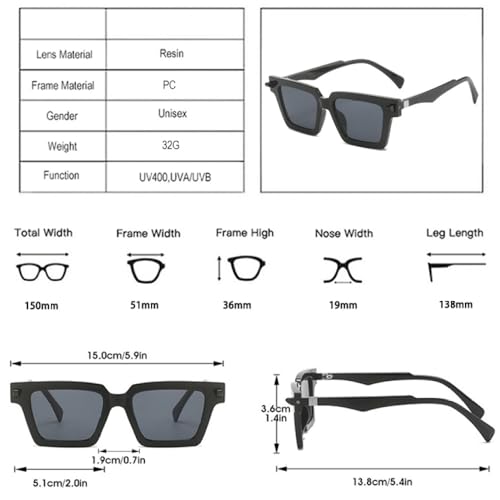 Lunettes de soleil carrées double couleur dotées de rivets rétro - 7