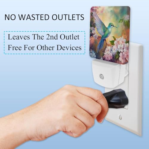 Night Lights Plug Into Wall 2 Pack, Hydrangea Hummingbirds Night miniatura 3