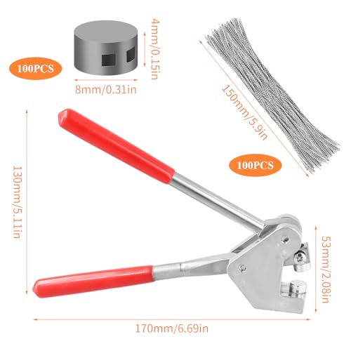 Pagezol Lead Seal Plier, Electric Meter Seals and Crimp Tool, 1 Sealing Pliers, 100 Seals 8mm, 100 Seal Wires 150mm - Image 2