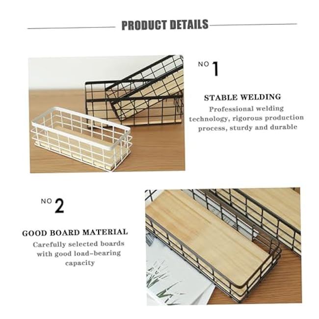 Small Basket,Wire Storage Basket Bins Organizer,Metal Wire Basket Bathroom Detachable Wood Base Storage Organizer Bin Basket for Kitchen Cabinets, Bathroom, Pantry, Garage