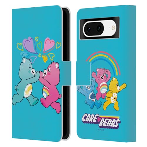 Head Case Designs Licenciado Oficialmente Care Bears Funshine, Cheer y Grumpy Group 2 Personajes Carcasa de Cuero Tipo Libro Compatible con Google Pixel 8