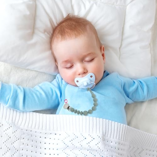 Image of MINMUNJIU Silicone Pacifier Clips for Boys, 4 Pack One Piece Soft Flexible Pacifier Holder Clip Binky Clips for Boys