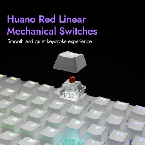 Image of Kreo Swarm X Wireless Mechanical Gaming Keyboard - Huano Red Switches, Pass Through Keycaps with RGB, Tri-Mode Connectivity (2.4Ghz /Bluetooth /Wired), 5-Pin Hot-Swap, for Windows & MacOS (White)