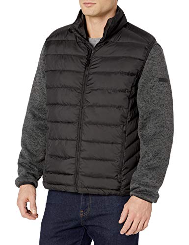 London by London Fog Men's Quilted 3-in-1 Fleece Jacket with Vest, Black, X-Large