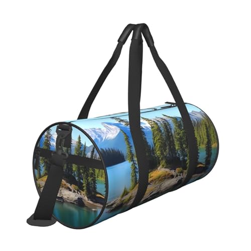Spirit Island in Lake Duffle Bag for Women Men Personal Item Travel Bags Canvas Weekender Overnight Bag Lightweight Sports Tote Gym Bag Carry On Luggage Bag3