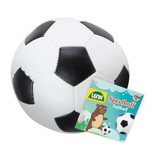 Lena 62178 Soft Fußball aus Schaumstoff, weicher Ball ca. 18 cm, Spielball für Kinder ab 1 Jahr, Softball zum Spielen und Baden, elastischer und strapazierfähiger Schaumstoffball, Weiß, Schwarz