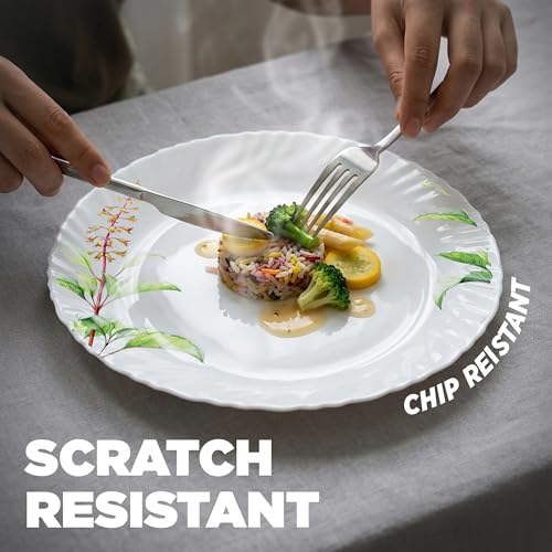 Image of Treo by Milton Opalware Aurelia Savira Dinner Set of 35 | Serving for 6 | Microwave & Dishwasher Safe | Bone-Ash Free | Tempered Toughness | Plates, Bowls, Spoons | Crockery Set for Dining & Gifting