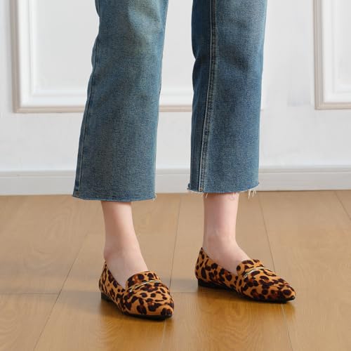 Image of MUSSHOE Loafers for Women Pointed Toe: Dressy Gold Bit Flats, Suede BusinessCasual Slip On Shoes for Office Work,Interview & Teacher