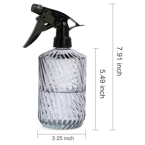 Image of OFFIDIX Fine Mist Plant Mister,Handheld Pressure Glass Spray Bottles,0.45L /15.22oz Watering Can with Adjustable Nozzle for Outdoor Indoor Gardening and Cleaning Work(Diagonal Gray)