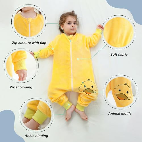 Image of MICHLEY Flannel Sleeping Sack,Baby Sleeping Bag Wearable Blankets 9M-6Y | Toddler Clothes,Unisex Pajamas, Long Sleeve,Zipper, For Autumn Winter,Suitable Girls And Boys,Warm & Breathable