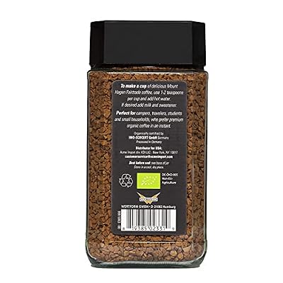 Mount Hagen Jar + Resealable Pouch Organic Freeze Dried Instant Coffee - Combo Pack | Eco-friendly, Fair-Trade Medium Roast Arabica Beans [3.53oz Jar + 7.05oz Resealable Pouch]
