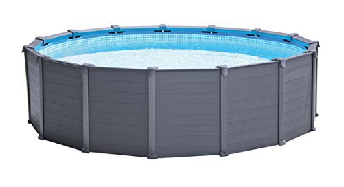 Intex Graphite Gray Panel Pool Set - Panel Wand Aufstellpool - Sehr luxuriös und robust - Ø 478 x 124 cm - Zubehör enthalten