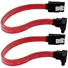 2-Pack Red 90 Degree Right-Angle 6.0 Gbps SATA III Data Cable with Locking Latch Plug 180mm/7.08inch