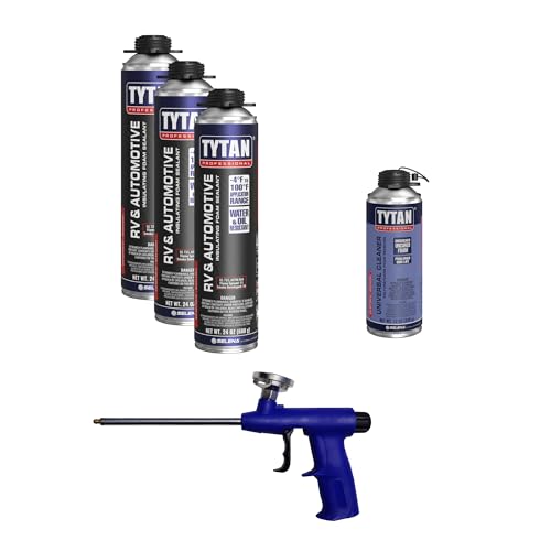 TYTAN Professional RV & Automotive Black Foam Bundle – Includes 3 Cans of Black Expanding Foam, Tytan Eco Gun & 12 oz Universal Cleaner – Weatherproof Gap Filling & Sealing Solution