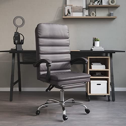 Chaise de bureau massante en cuir synthétique avec dossier inclinable et accoudoirs