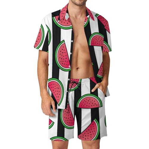 Ensemble Chemise Hawaïenne Pastèque Rayée Idéal pour la Plage