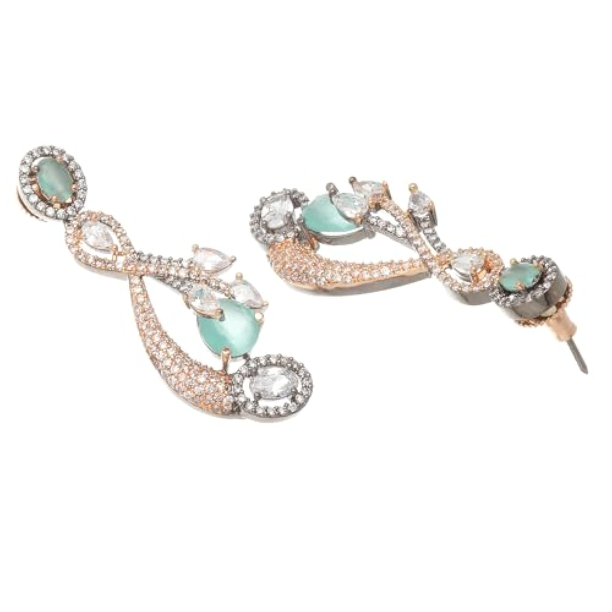 Rhodium-Plated Quirky Drop Earrings with American Diamond