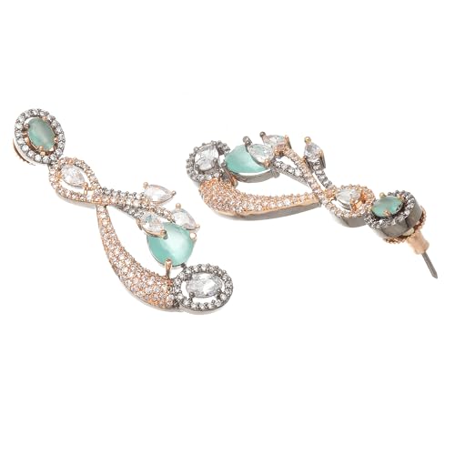 Rhodium-Plated Quirky Drop Earrings with American Diamond
