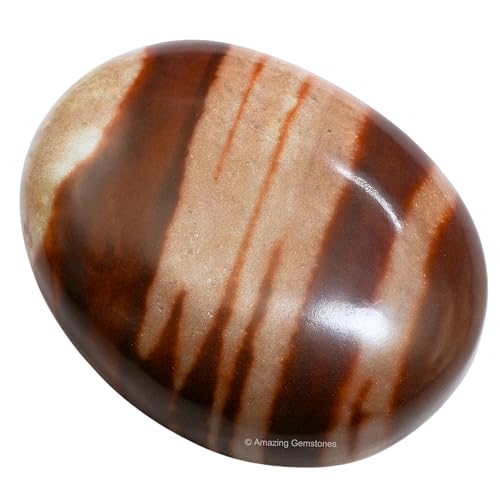 Image of Amazing Gemstone Narmada Shiva Lingam Crystals and Healing Stones - Large Palm Stone Crystals Piedra - Crystal for Good Luck, Positive Energy, Meditation - Unique Stocking Stuffers Gifts for Women