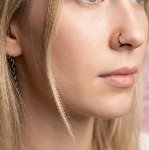 Image of Via Mazzini 316L Stainless Steel No-Tarnish No-Rusting Clip-On Non-Pierced 8mm Nose Ring For Women And Girls (1 Pair)