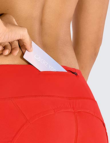 Crz Yoga Womens Lightweight Gym Athletic Workout Shorts Liner 2.5''/4" - Quick Dry Running Spandex Shorts Mesh Zipper Pockets Poppy Small #TOP3
