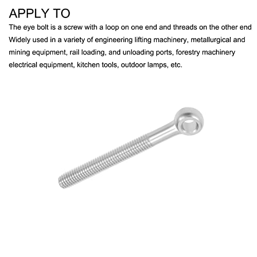 Image of METALLIXITY Shoulder Swing Lifting Bolt (M10x90mm) 2Pcs, 304 Stainless Steel Eye Bolts - for Home Renovation, Pipeline Gate Valves Fasteners, Silver