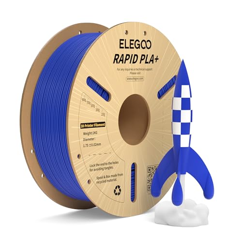 Image of ELEGOO Rapid PLA Plus Filament 1.75mm Blue 1KG, PLA+ 3D Printer Filament for 600 mm /s High Speed Printing, Dimensional Accuracy + /- 0.02 mm, 1kg Cardboard Spool(2.2lbs)