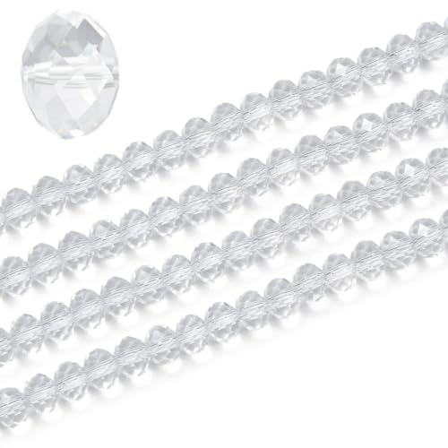 Image of 350pcs Czech Faceted Rondelle Crystal Glass Beads 8mm Bulk Crystal Clear