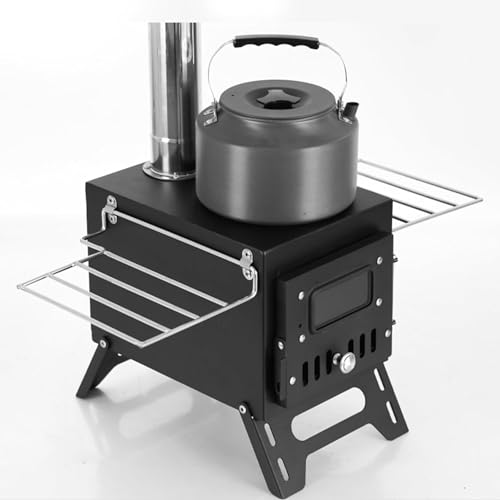 Outdoor Portable Wood Stove - TOPIND Outdoor Camping Wood Stove, Tent Stove, Portable Wood Stove, Hot Tent Stove for Tent, Camping, Ice-fishing, Cookout, Hiking, Travel (Black)