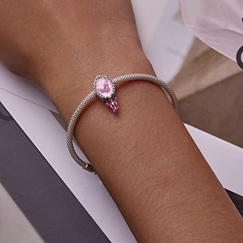 Castillo de princesa de plata 925 y cuentas de corazón compatibles con pulseras europeas 3