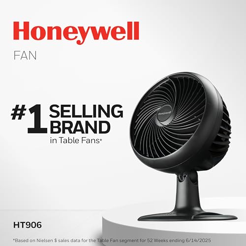 Honeywell Fan, Turbo Force Oscillating Table Fan with 3 Speeds, Air Circulator for Bedroom, Black, HT-906 - image 2