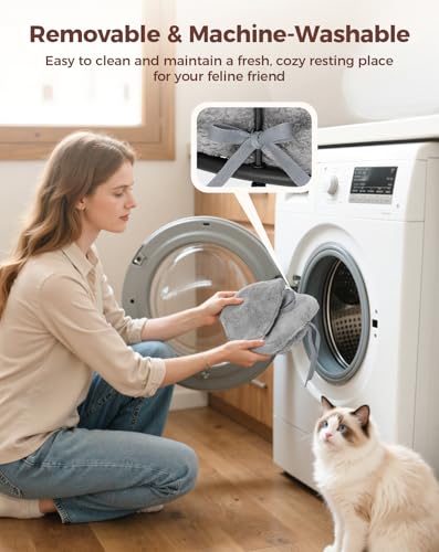 Cat Desk Bed, 360°Rotation & Height Adjustable Cat Bed for Desk Holds up to 40lbs, Machine-Washable Plush Cover - Image 6