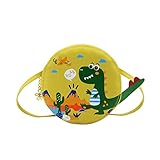 ZGMYC Cartoon Dinosaur Crossbody Purse for Boys Girls, Cute Round Shape Wallet Shoulder Bag for Toddlers Kids