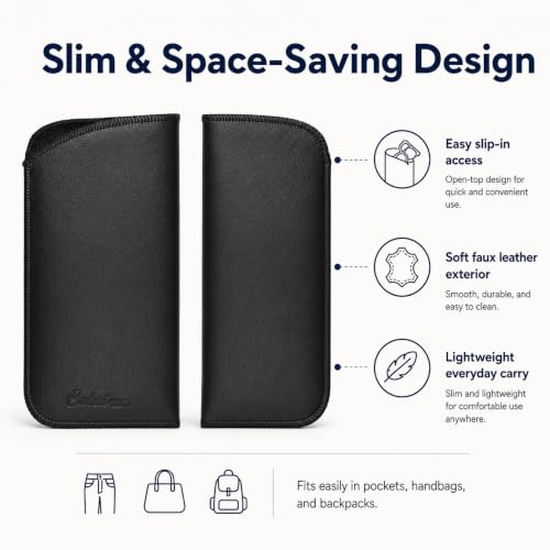 Image of Mens Slim Half-Clip Case in Black or Brown (Black (No-Clip)) - 12PACK