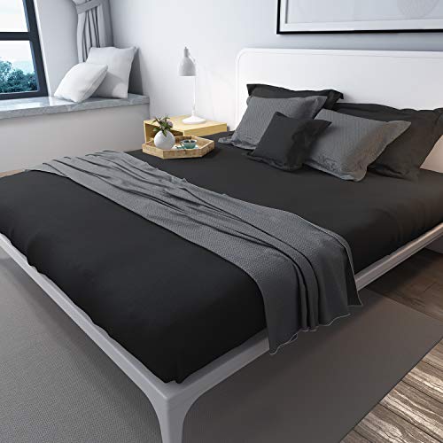 Drap plat lit double microfibre lavable machine drap de dessus noir - 6