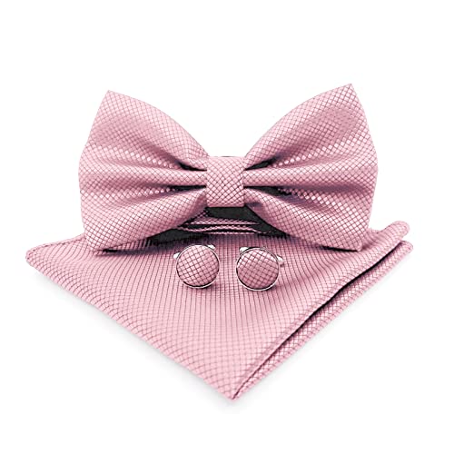 Aoibeely Papillon da uomo, Papillon con gemelli e panno, per matrimonio, smoquin, vestito, vento forma