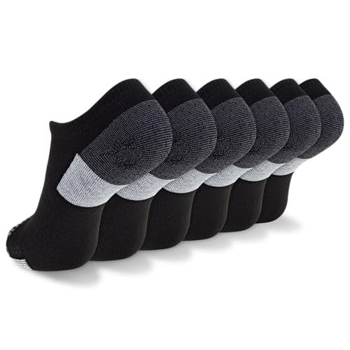 New Balance Men's and Women's Performance Recycled No Show Socks - 6 Pairs - Moisture Wicking & Durable Reinforcement, Black, X-Large