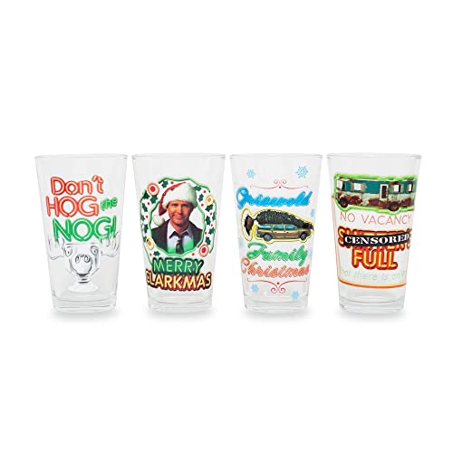 National Lampoon's Christmas Vacation Quotes Pint Glasses, Set of 4 | Beer Tumbler For Liquor, Pub Drinks | Each Holds 16 Ounces