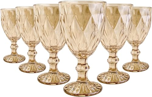 Conjunto 6 Taças Para Água de Vidro, Laranja (Âmbar Metalizado) 340 ml