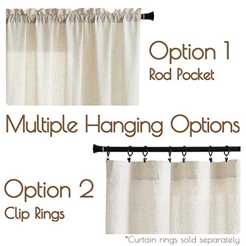Jinchan Linen Curtains Farmhouse Curtains For Living Room Beige Ruffle Bottom Textured Drapes Rod Pocket Cottage Style Light Filtering Window Treatment Set For Bedroom 2 Panels 84 Inches Long Crude #TOP4