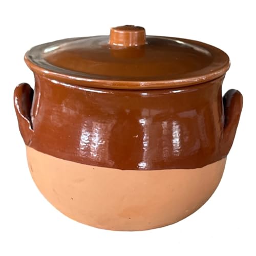 Pentola in terracotta semilucida con coperchio cm.30